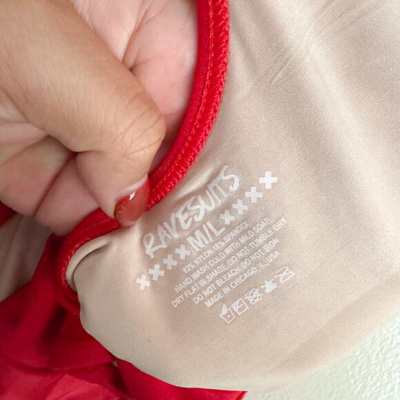 Ravesuits Red Talk Thirty to Me Scoop Back One Piece Swimsuit - M/L - Picture 3 of 5